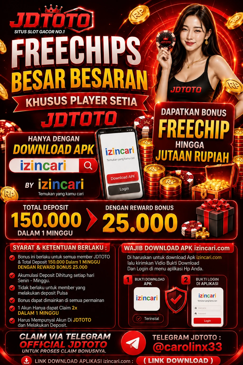 ✨FREECHIPS BESAR BESARAN KHUSUS PLAYER SETIA JDTOTO ✨